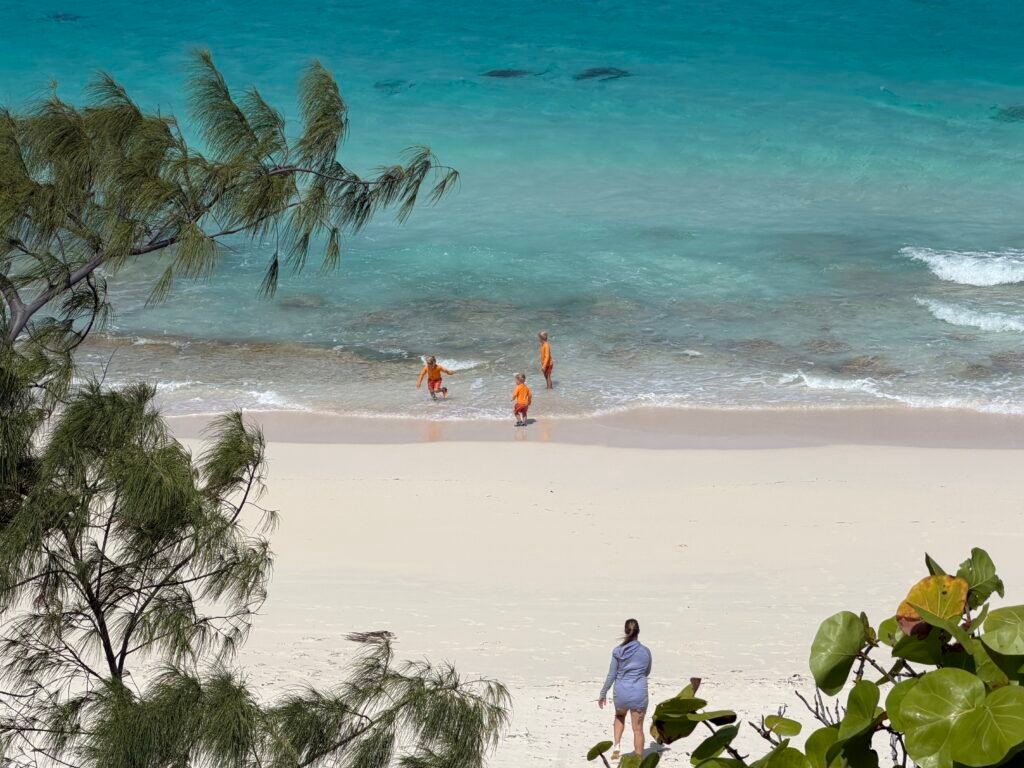 Boys playing in the ocean