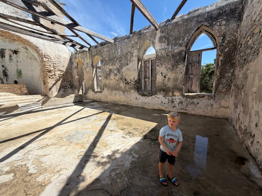 Exploring the ruins while trying to avoid the bees