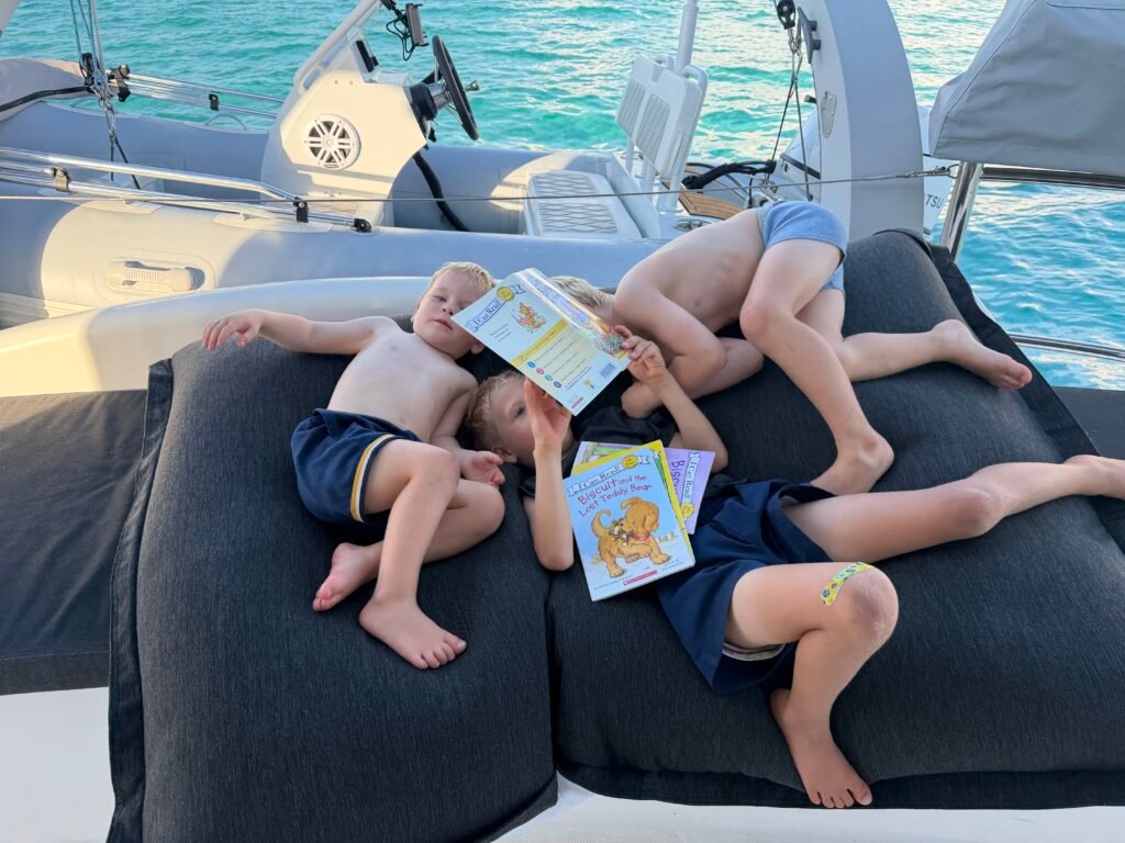 Declan reading to his brothers