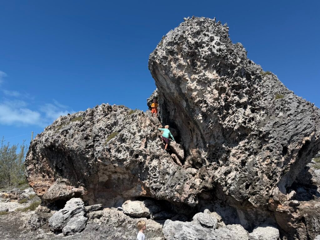 William leading the way up the rock